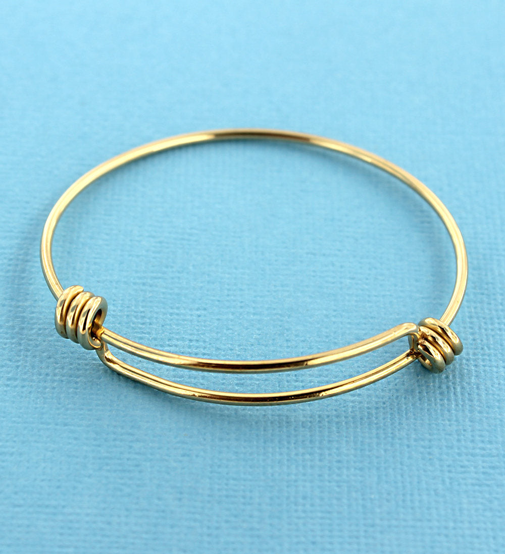 Gold Stainless Steel Adjustable Bangle - 63mm - Choose Your Quantity!