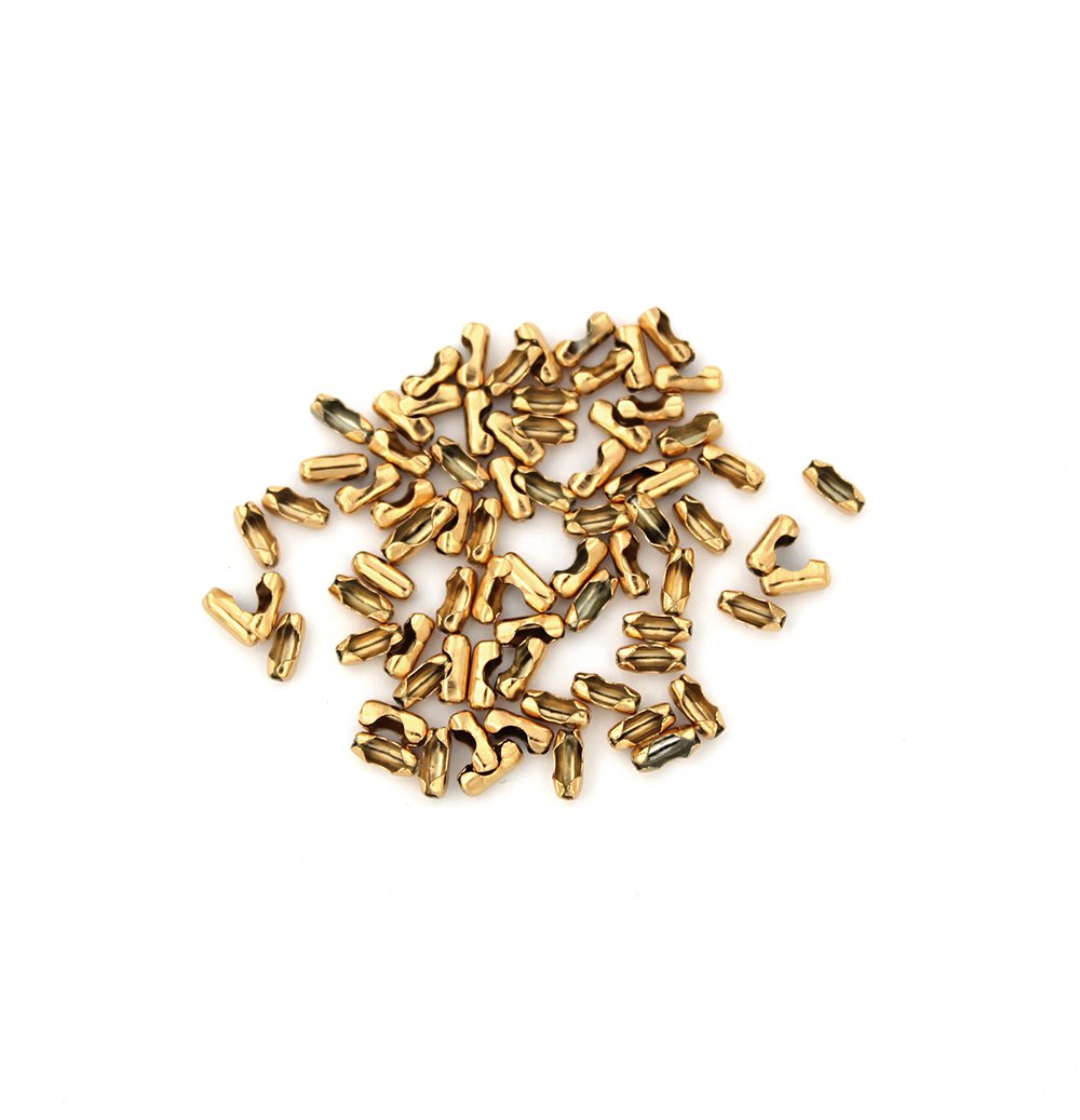 Connecteur Chaîne Billes Acier Inox Doré 6mm x 2mm - 10 Fermoirs - FD565