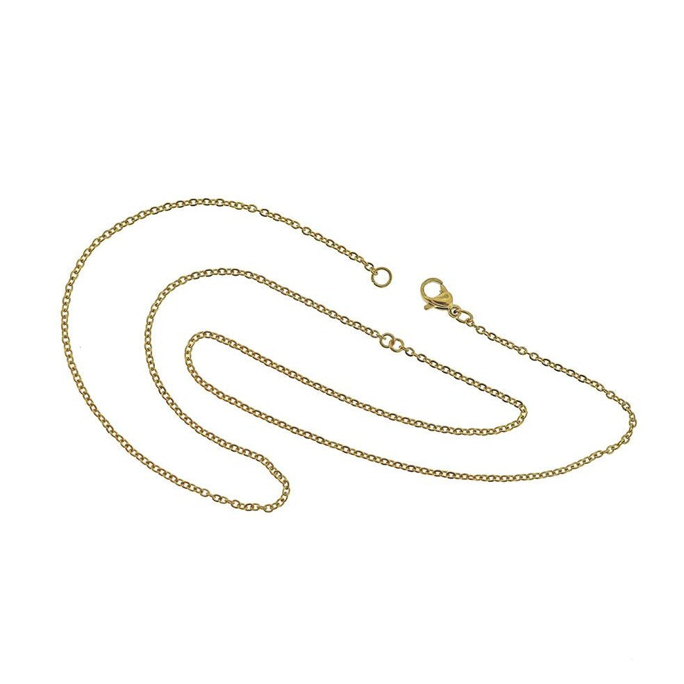Gold Stainless Steel Cable Chain Connector Necklace 18.5" - 2mm - Choose Your Quantity!