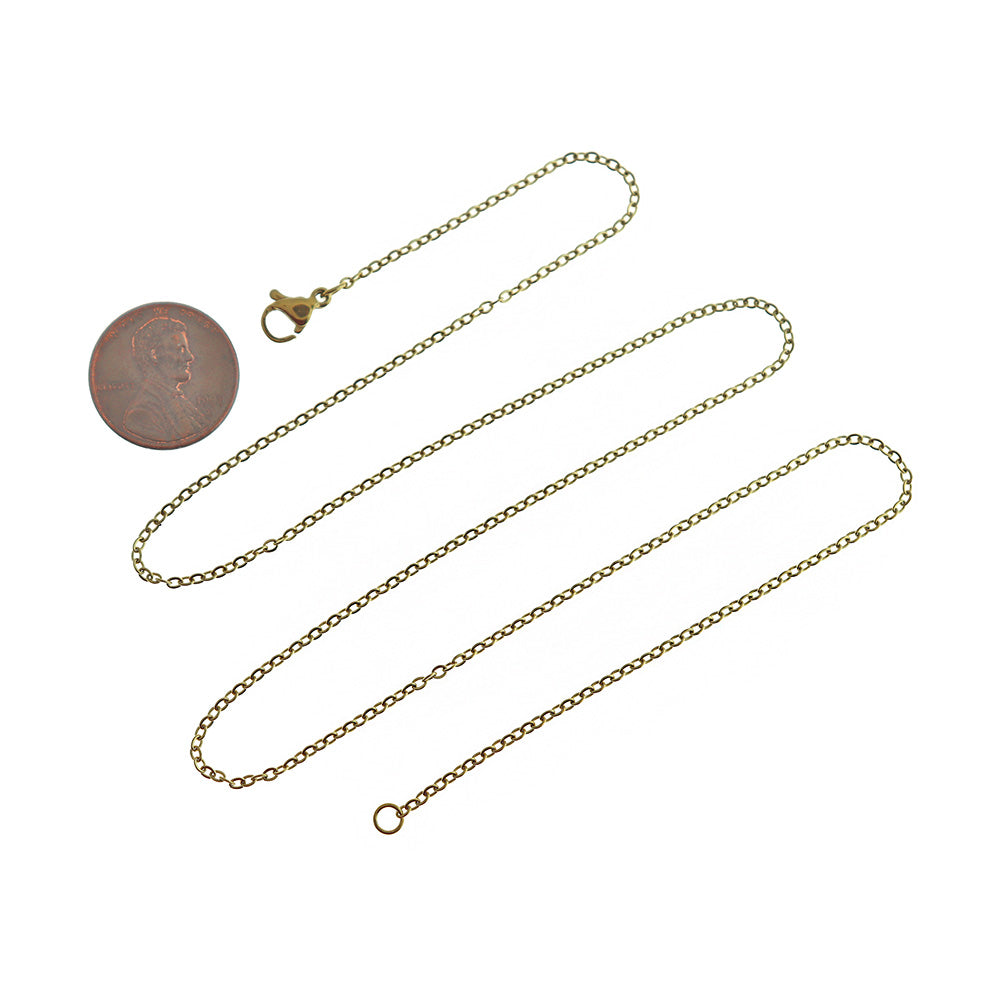 Collier Chaîne Câble Acier Inoxydable Doré 20" - 2mm - 1 Collier - N441