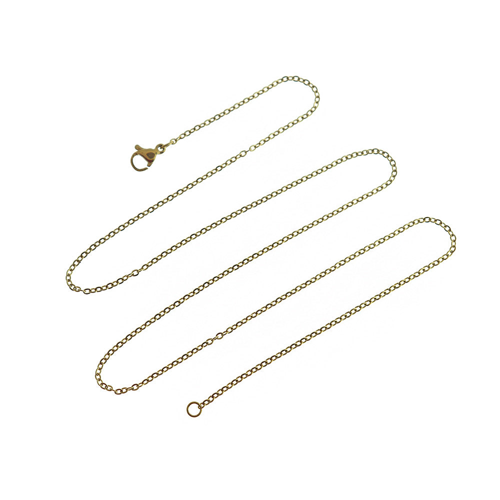 Collier Chaîne Câble Acier Inoxydable Doré 20" - 2mm - 1 Collier - N441