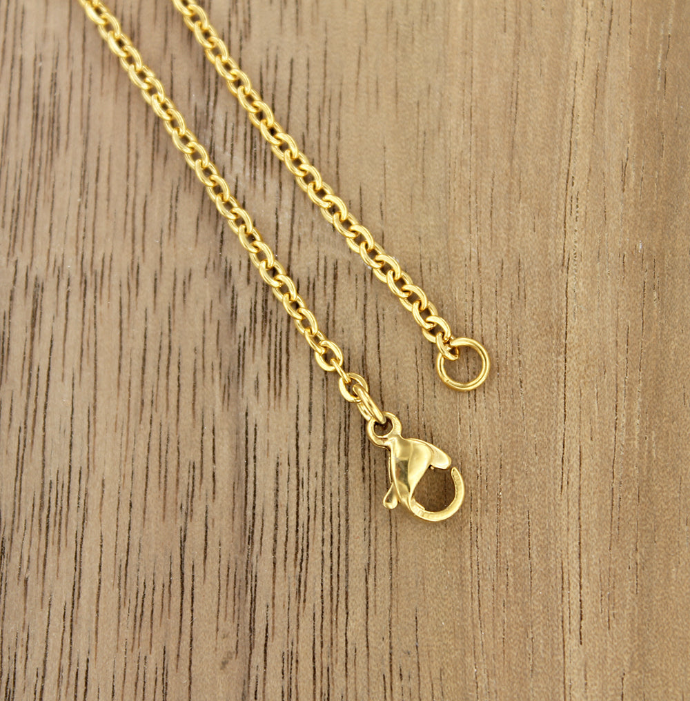 Collier Chaîne Câble Acier Inoxydable Doré 22" - 2mm - 1 Collier - N535