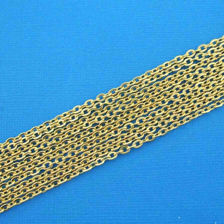 Gold Stainless Steel Cable Chain Necklace 30" - 3mm - 1 Necklace - N163
