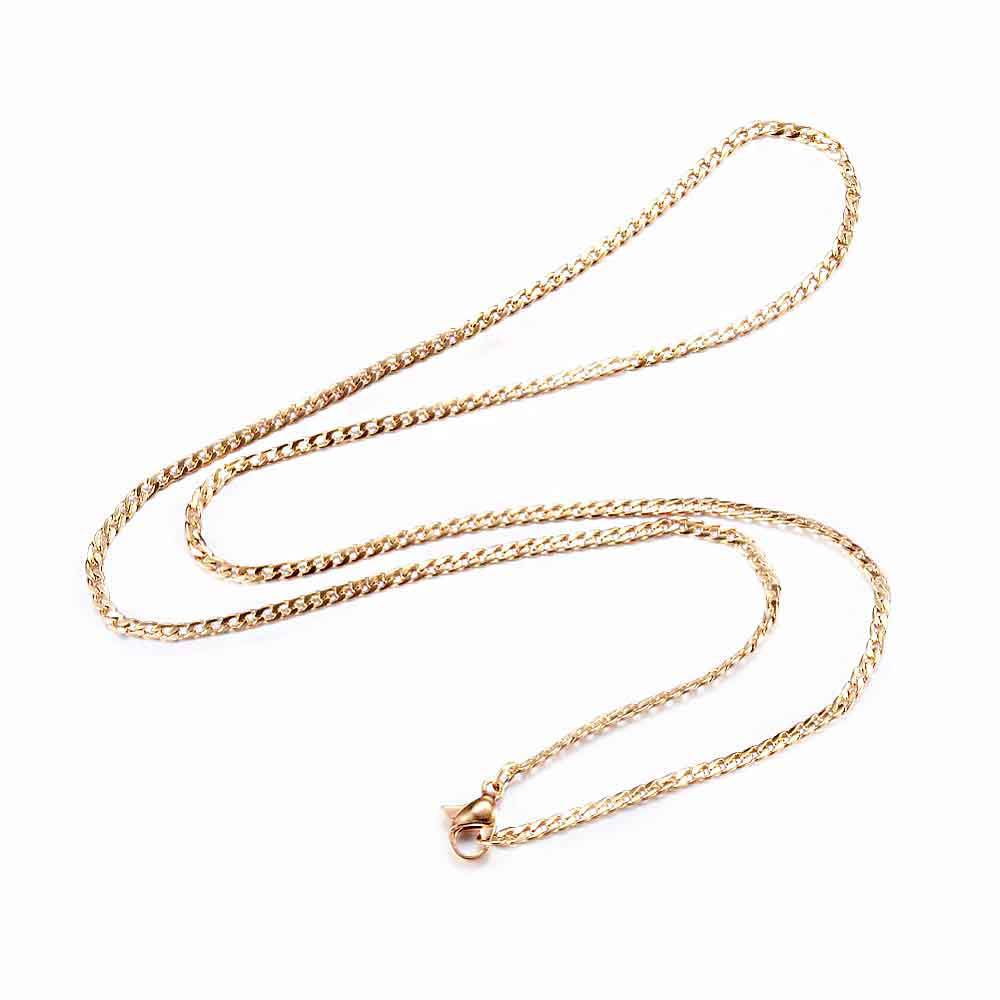 Collier Chaîne Gourmette Acier Inoxydable Doré 20" - 3mm - 1 Collier - N363