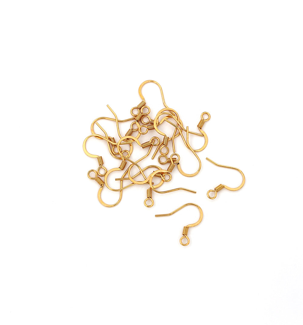 Gold Stainless Steel Earrings - French Style Hooks - 14.5mm x 17.5mm - 20 Pieces 10 Pairs - FD703