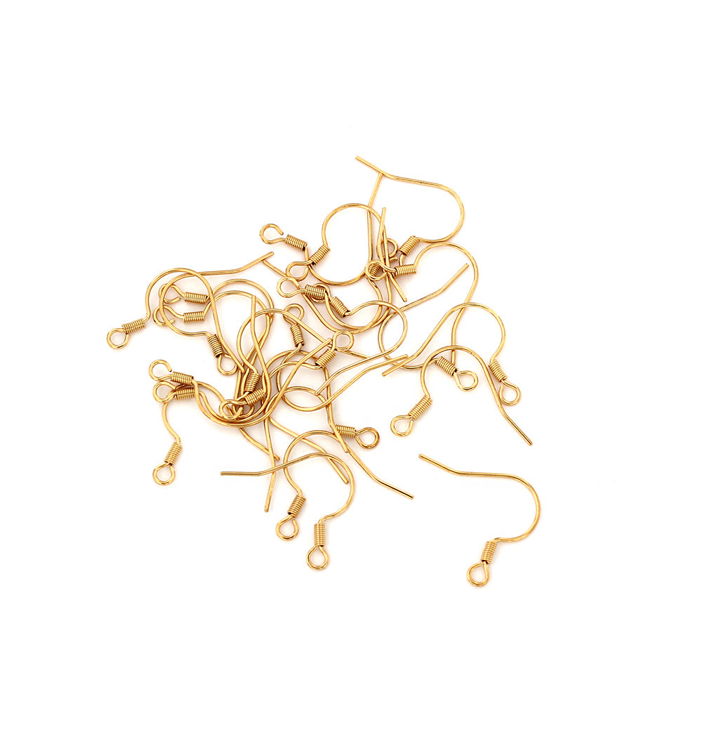 Gold Stainless Steel Earrings - French Style Hooks - 18mm x 20mm - 8 Pieces 4 Pairs - FD710