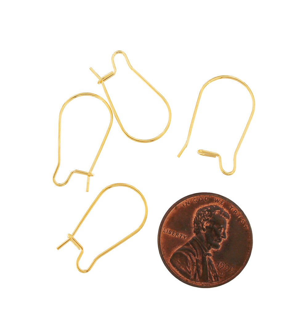 Gold Stainless Steel Earrings - Kidney Style Hooks - 11mm x 20mm - 10 Pieces 5 Pairs - FD791