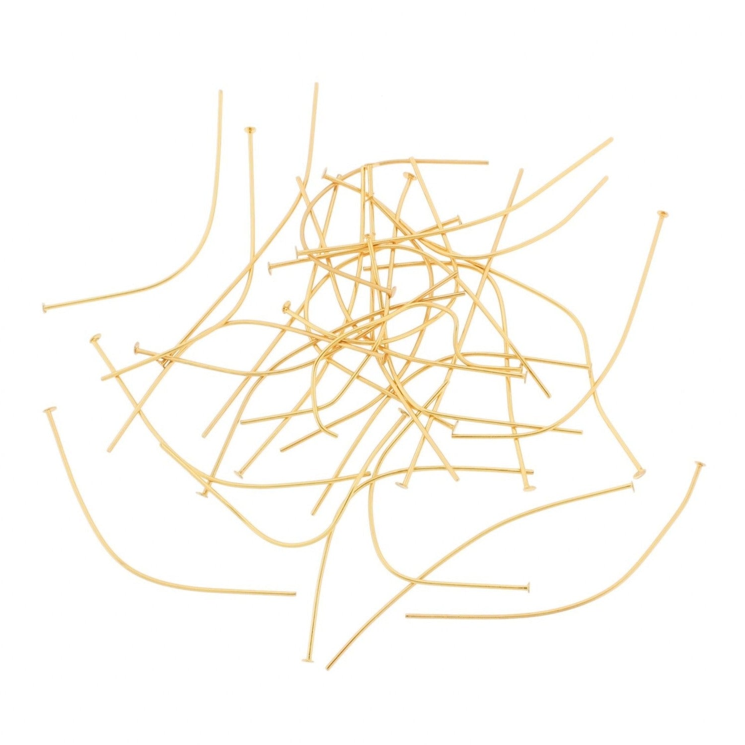 Gold Stainless Steel Flat Head Pins - 50mm - 20 Pins - PIN077