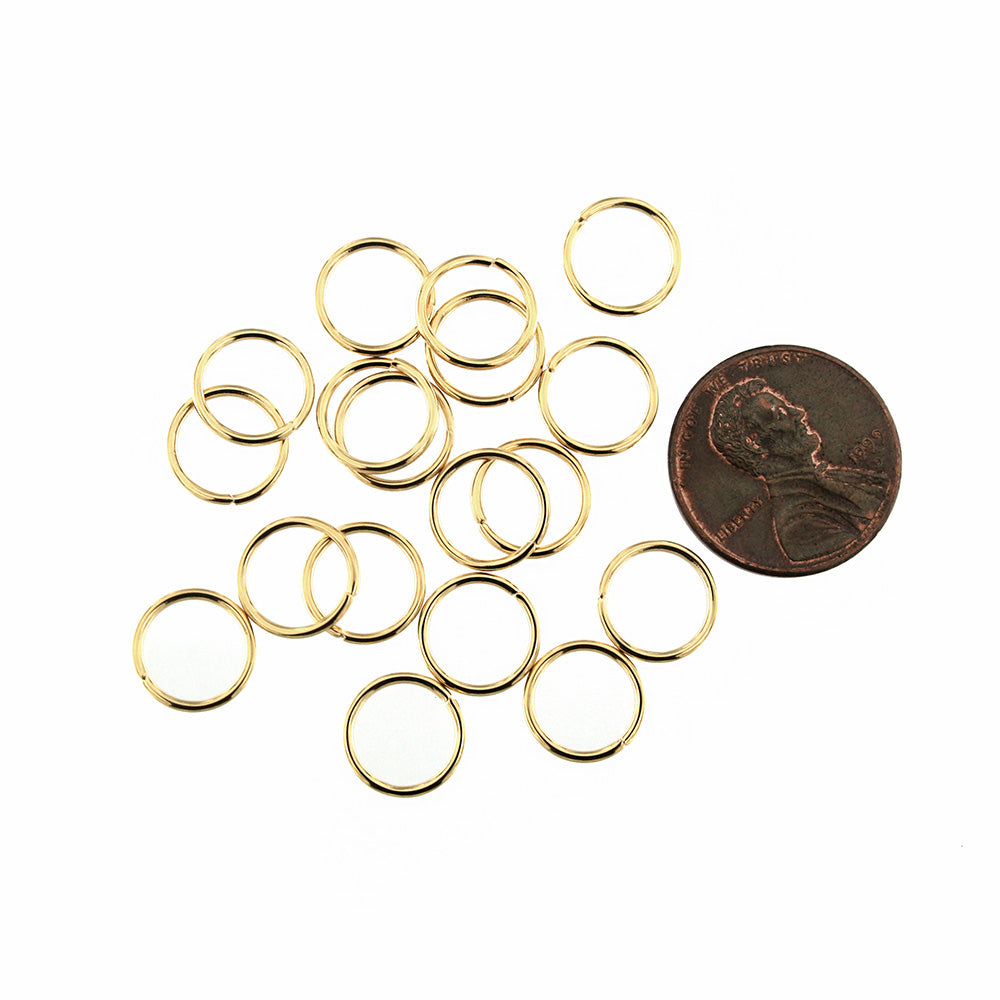 Gold Stainless Steel Jump Rings 10mm x 1mm - Open 18 Gauge - 25 Rings - SS073