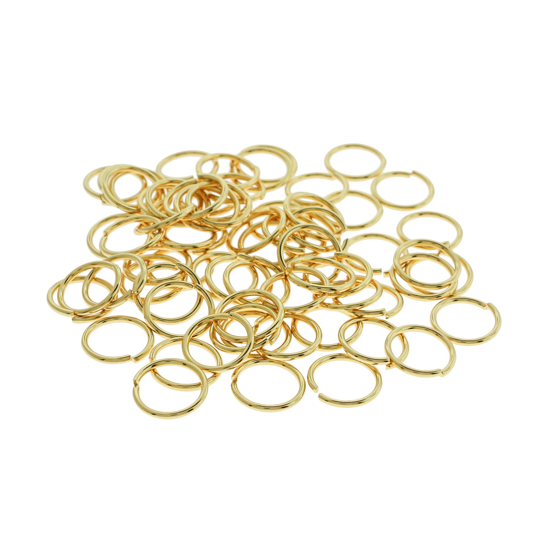 Anneaux en acier inoxydable doré 12 mm x 1 mm - Calibre 18 ouvert - 10 anneaux - SS104