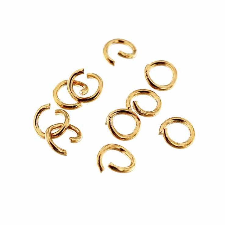 Anneaux en acier inoxydable doré 6 mm - calibre 18 ouvert - 20 anneaux - J134