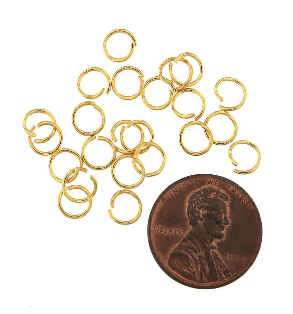 Anneaux en acier inoxydable doré 6 mm - Calibre 21 ouvert - 200 anneaux - J164