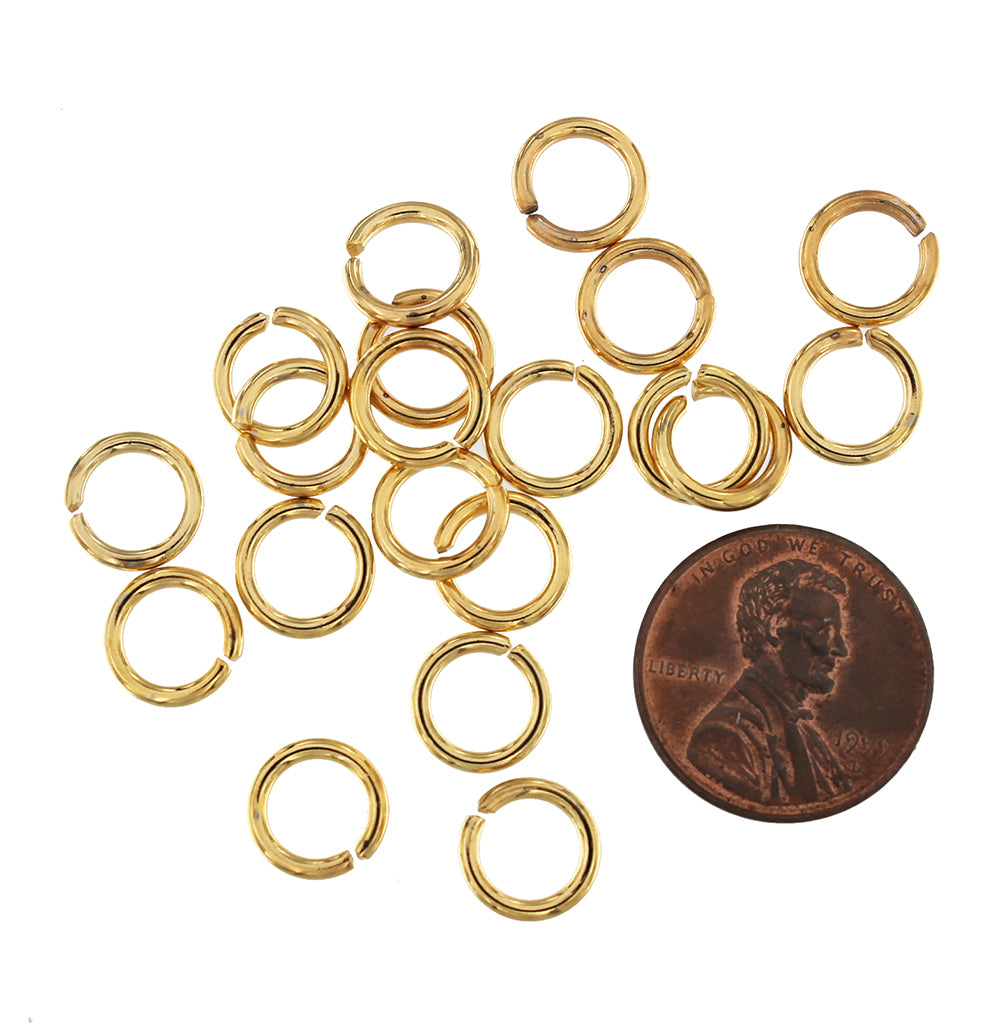 Gold Stainless Steel Jump Rings 9mm - Open 15 Gauge - 25 Rings - J152