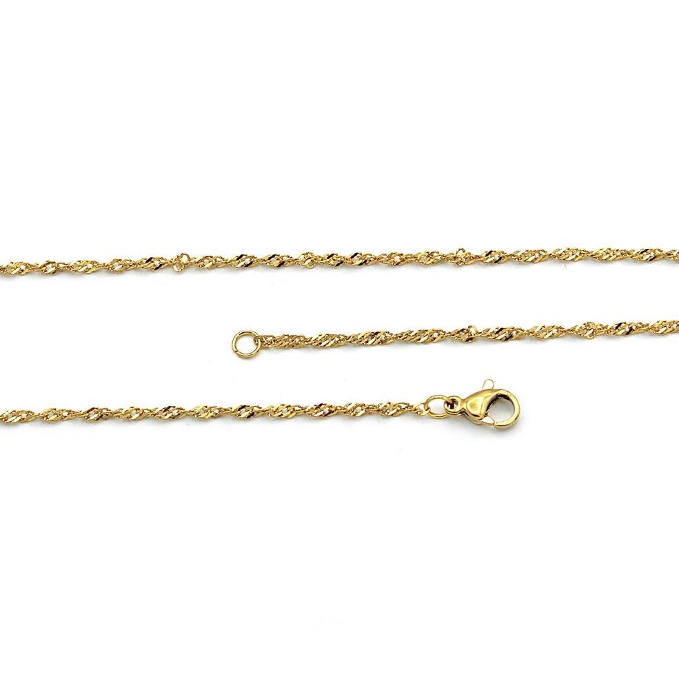 Gold Stainless Steel Singapore Chain Necklace 18" - 1.5mm - Choose Your Quantity!