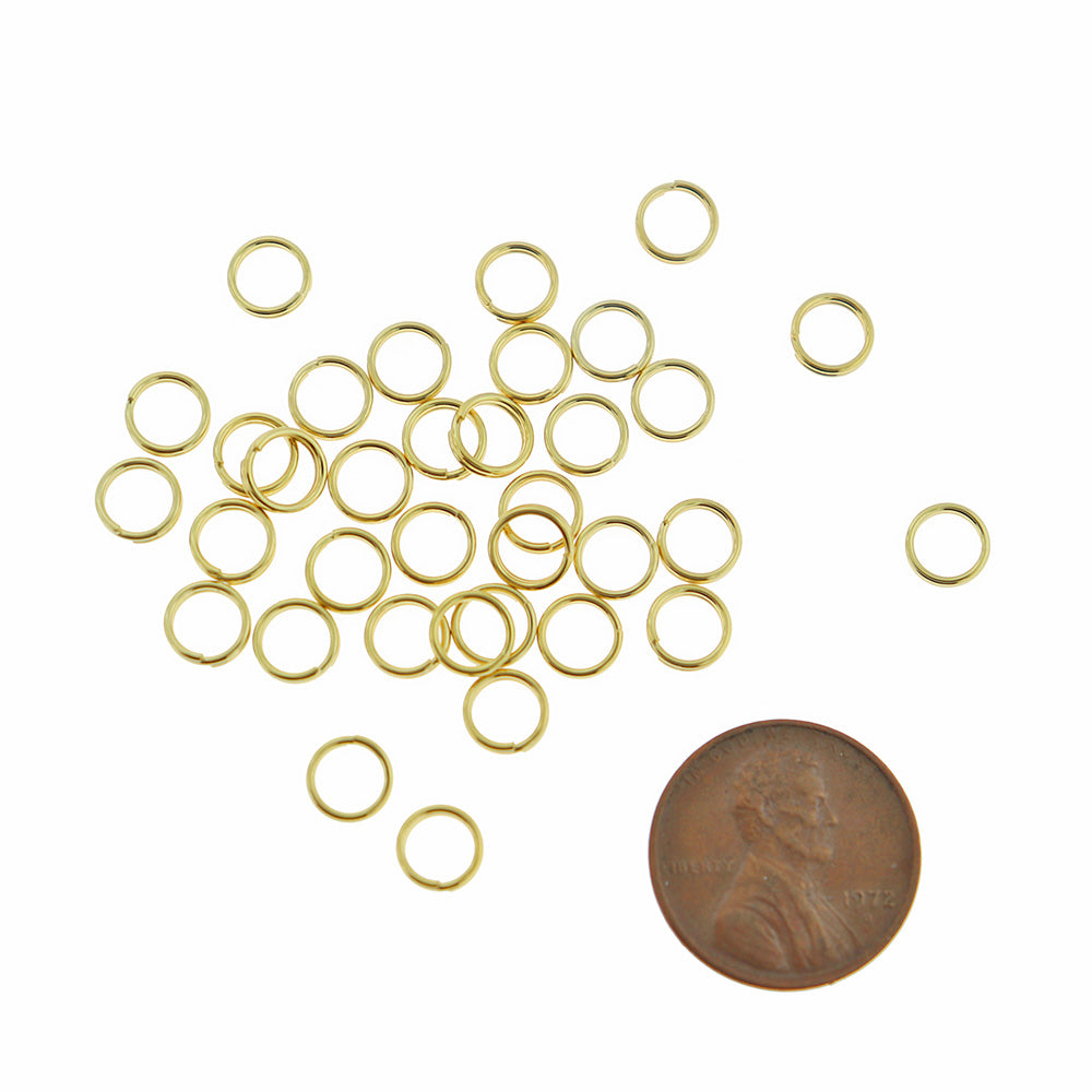 Gold Stainless Steel Split Rings 6mm x 1mm - Open 18 Gauge - 125 Rings - SS091