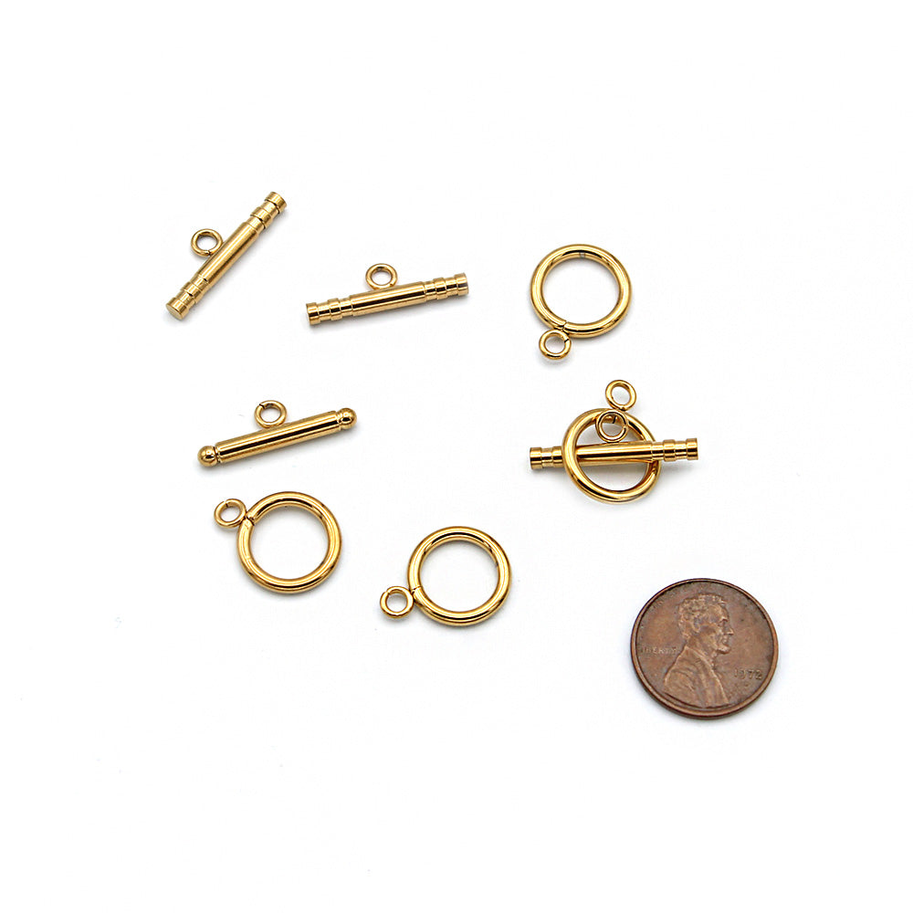 Gold Stainless Steel Toggle Clasps 22mm x 13mm - 5 Sets 10 Pieces - FD974
