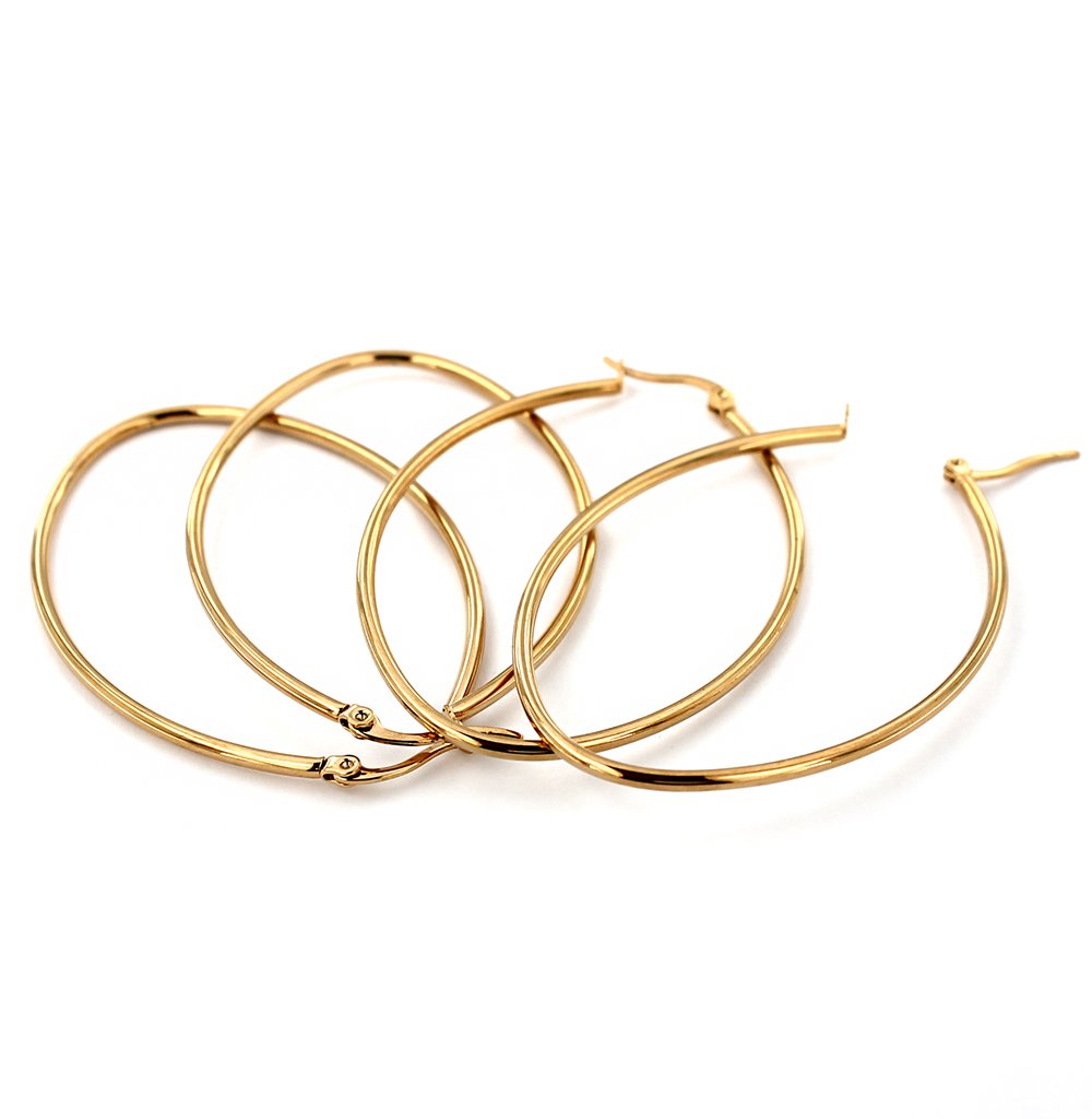 Boucles d'oreilles dorées - Fils à levier arrière - 60 mm - 2 pièces 1 paire - FD729