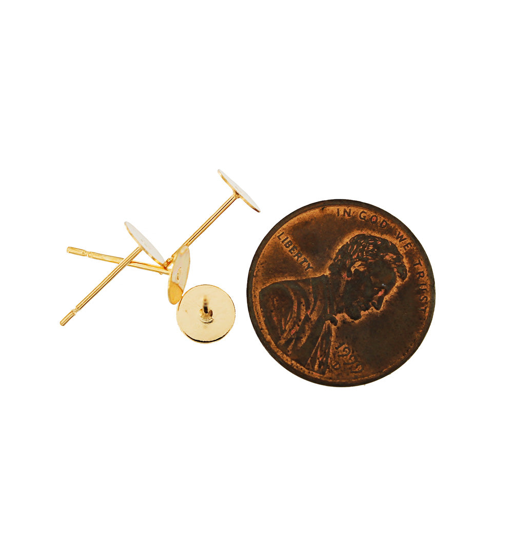 Gold Tone Earrings - Stud Bases - 12mm x 6mm - 6 Pieces 3 Pairs - FD705