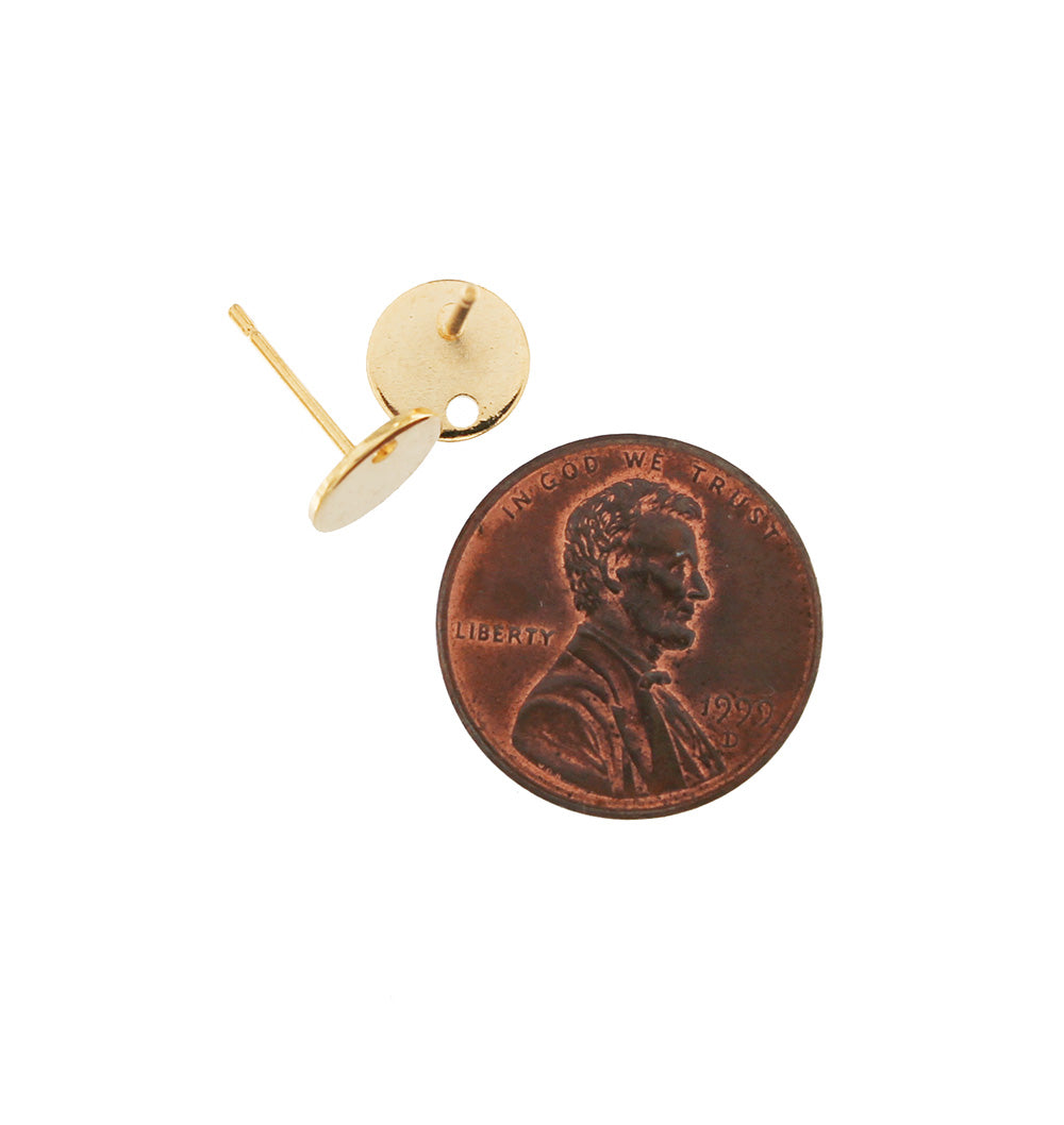 Gold Tone Earrings - Stud Bases - 8mm - 10 Pieces 5 Pairs - FD776