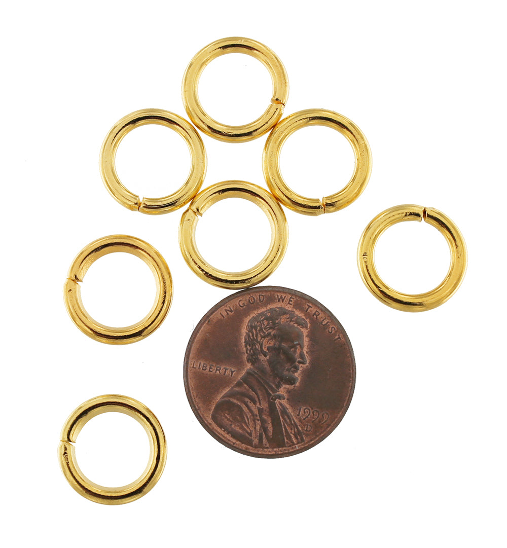 Anneaux dorés 12 mm - calibre 12 ouvert - 50 anneaux - J138