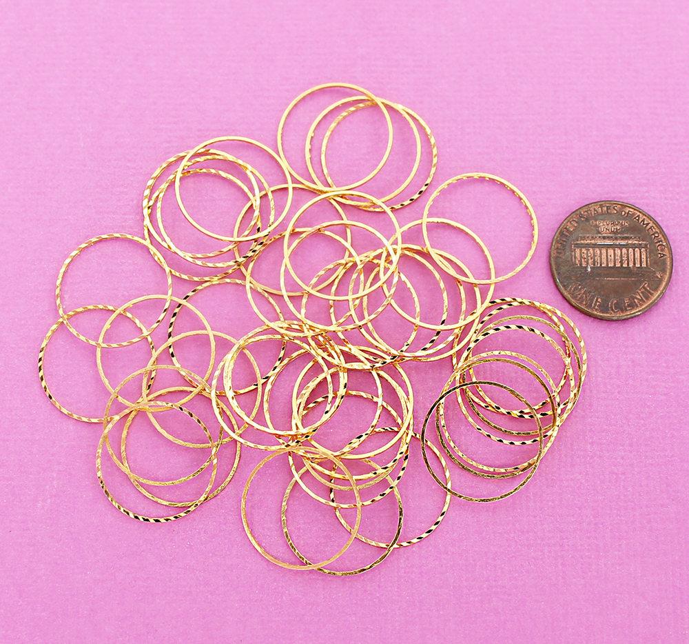 Gold Tone Jump Rings 18mm x 0.58mm - Closed 23 Gauge - 20 Rings - FD380