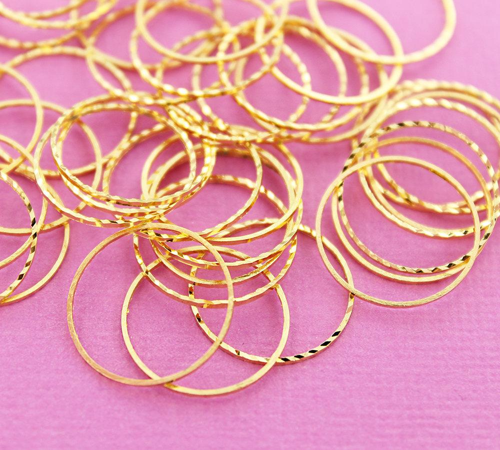 Gold Tone Jump Rings 18mm x 0.58mm - Closed 23 Gauge - 20 Rings - FD380