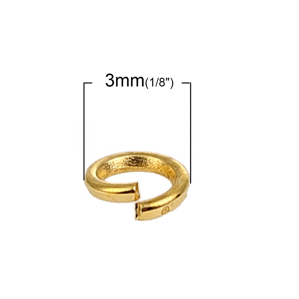 Anneaux dorés 3 mm x 0,6 mm - calibre 22 ouvert - 1000 anneaux - J102