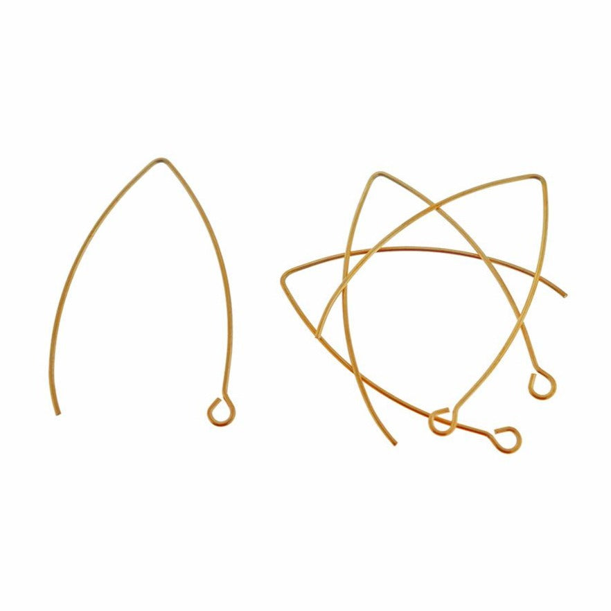 Fils de boucle d'oreille en acier inoxydable doré - Enfile-fil avec boucle - 41 mm - 10 pièces 5 paires - FD937