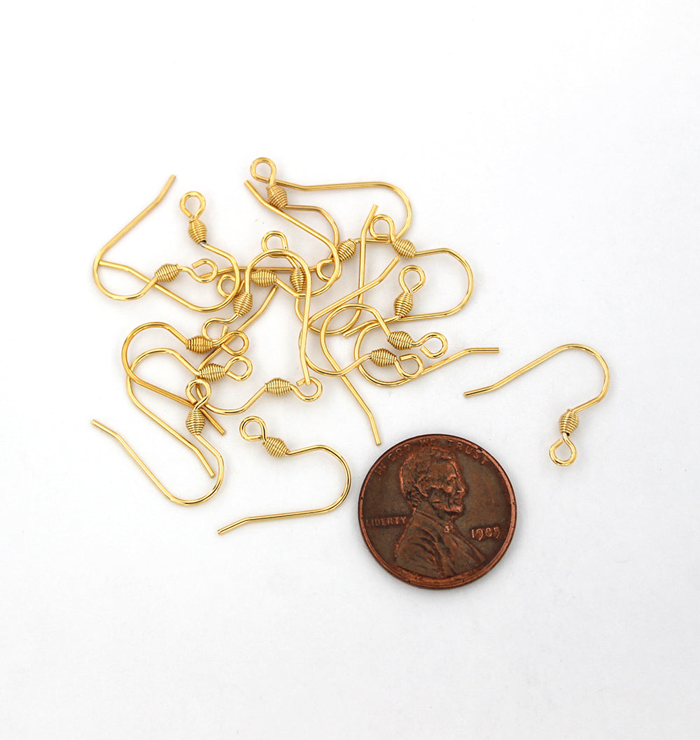 Gold Tone Stainless Steel Earrings - French Style Hooks - 16mm x 13mm - 10 Pieces 5 Pairs - FD722