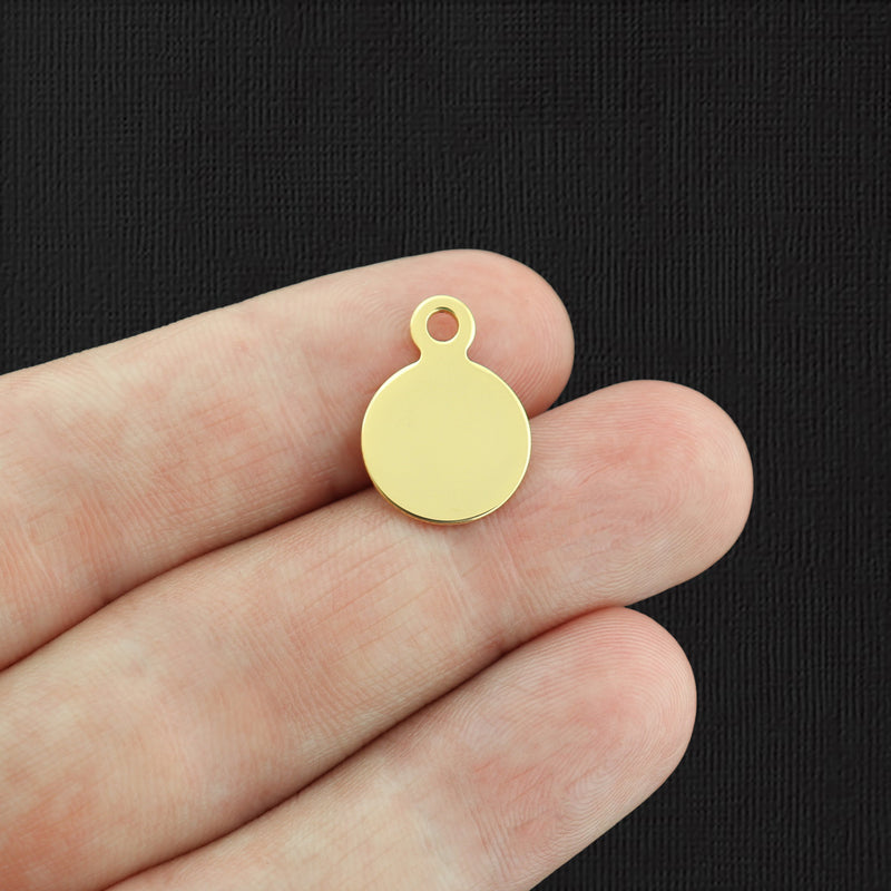 Gold Stainless Steel Letter Charms - Full Alphabet 26 Letters - Uppercase Alphabet - 13mm With Loop - ALPHA1300BFSGOLD