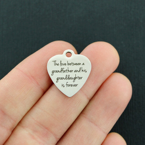 Grandfather Granddaughter Stainless Steel Charms - The love between is forever - BFS011-2299