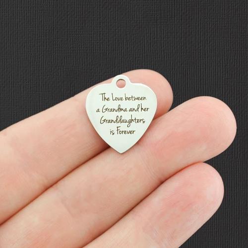 Grandma Granddaughters Stainless Steel Charms - The love between is forever - BFS011-4867