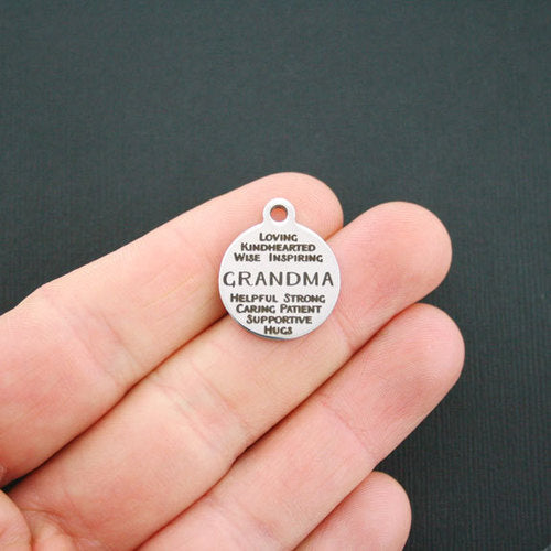 Grandma Word Collage Stainless Steel Charms - BFS001-1121