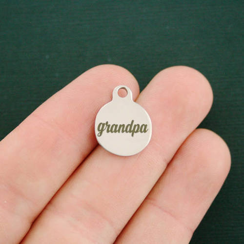 Grandpa Stainless Steel Small Round Charms - BFS002-2820