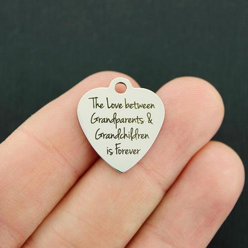 Grandparents Grandchildren Stainless Steel Charms - The love between is forever - BFS011-2804