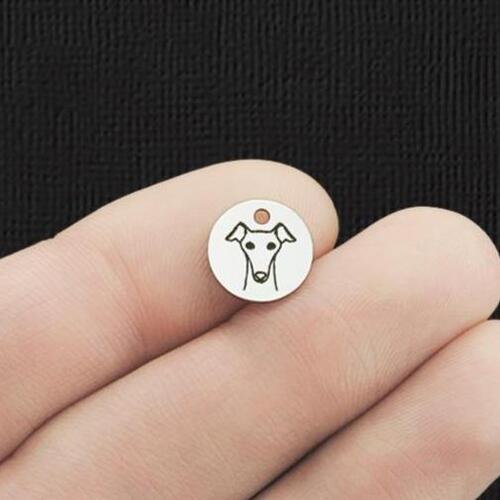 Breloques rondes en acier inoxydable Greyhound 10 mm - BFS005-5991