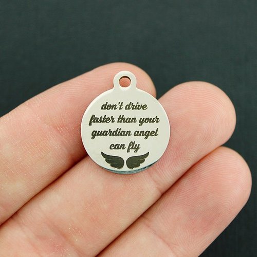 Guardian Angel Stainless Steel Charms - Don't drive faster than your guardian angel can fly - BFS001-3835