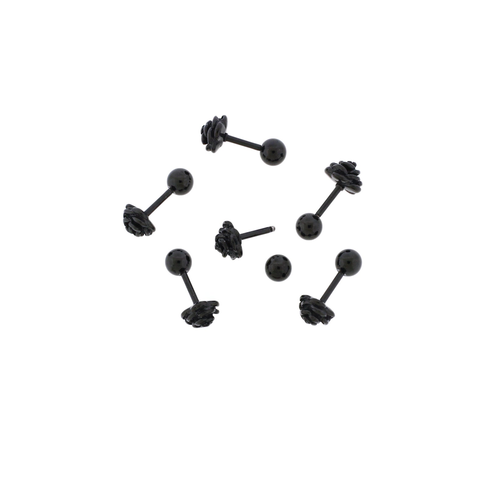 Boucles d'Oreilles en Acier Inoxydable Noir Gunmetal - Clous de Rose - 6mm - 2 Pièces 1 Paire - ER083