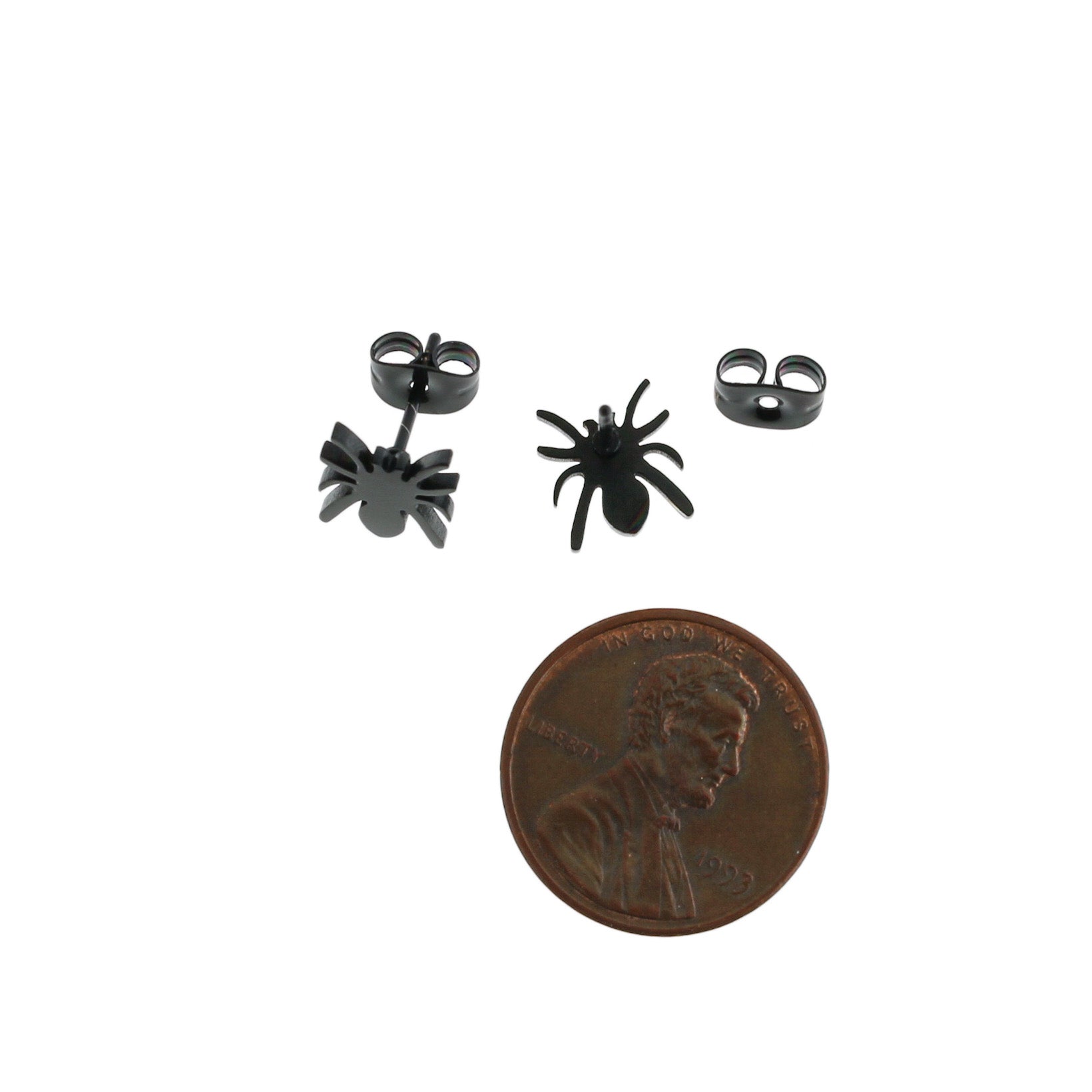 Boucles d'oreilles en acier inoxydable noir Gunmetal - clous d'araignée - 8 mm x 7 mm - 2 pièces 1 paire - ER355