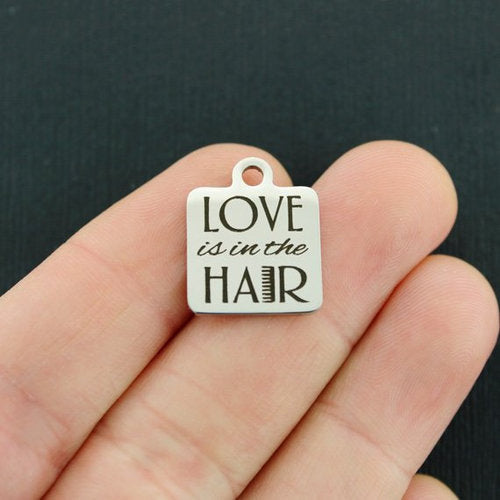 Hair Stainless Steel Charms - Love is in the - BFS013-2742