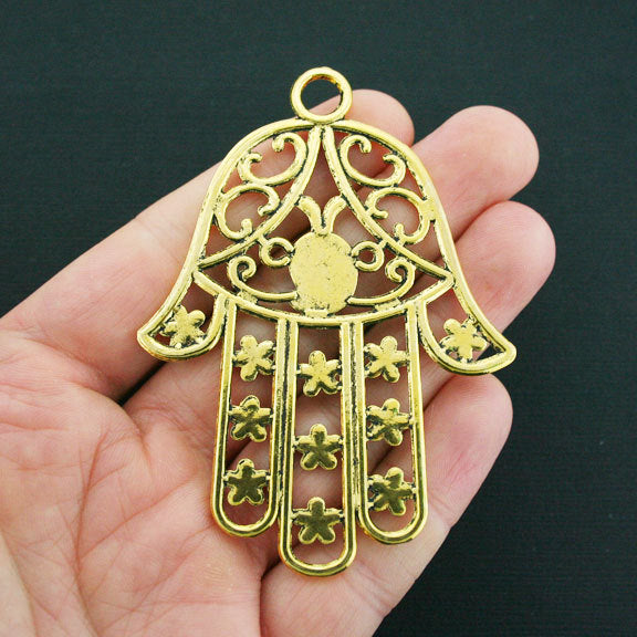 Hamsa Hand Antique Gold Tone Charm - GC501