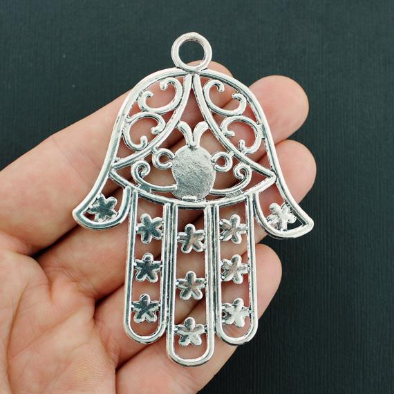 Hamsa Hand Antique Silver Tone Charms - SC7705