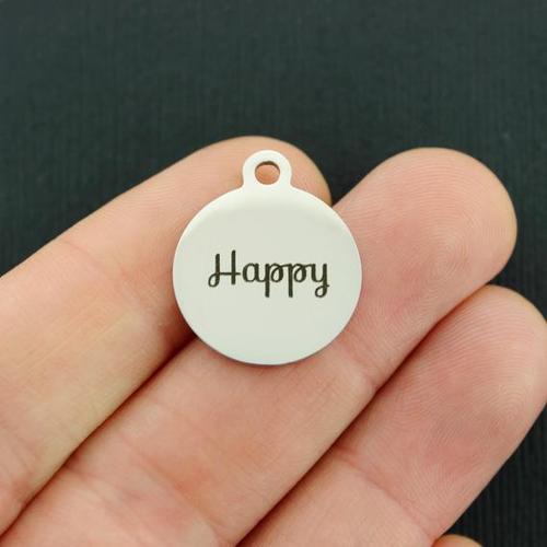 Happy Stainless Steel Charms - BFS001-3056