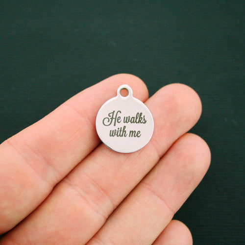 He walks with me Stainless Steel Charms - BFS001-1507