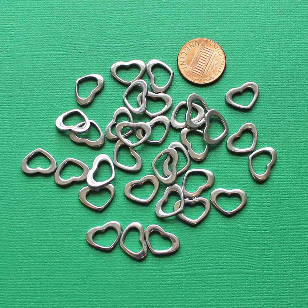 Heart Stainless Steel Jump Rings 14mm x 10mm - Closed 19 Gauge - 6 Rings - MT311