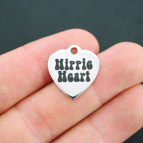 Hippie Heart Stainless Steel Charms - BFS011-0683