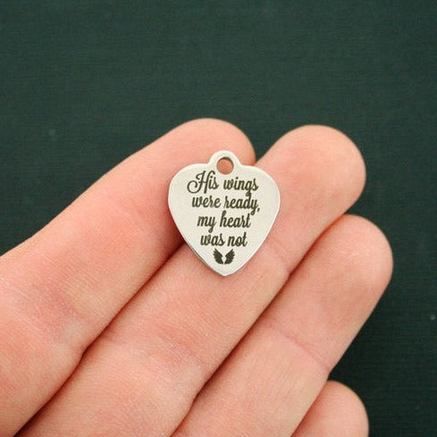 His Wings Were Ready Stainless Steel Charms - My heart was not - BFS011-1595