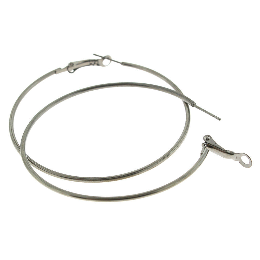 Hoop Earrings - Lever Back Round Earring Wires Gunmetal Tone - 2 Pieces 1 Pair - Z063