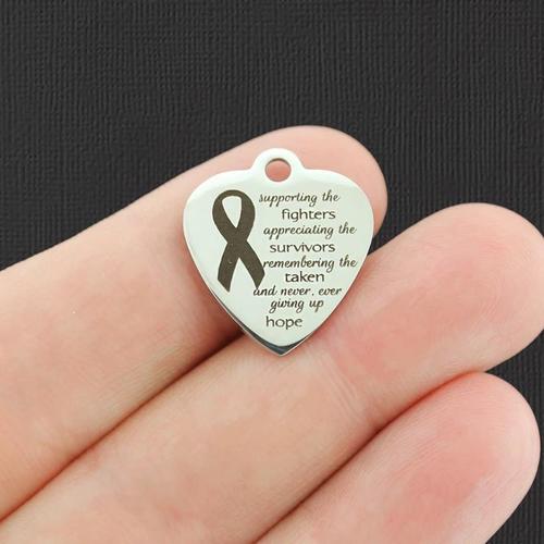 Hope Awareness Ribbon Stainless Steel Charms - Fighters, Survivors, Taken - BFS011-4886
