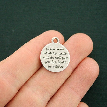 Horse Stainless Steel Charms - Give a horse what he needs and he will give you his heart in return - BFS001-0240